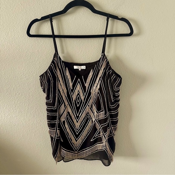 Y2k PARKER Womens Top Size Medium Chain Mail Flapper Gatsby - Picture 1 of 14